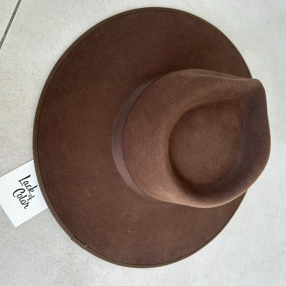 NWT Lack Of Color The Mirage Boater Hat In Chocolate Brown Wide Brim Suede Band - Picture 3 of 8